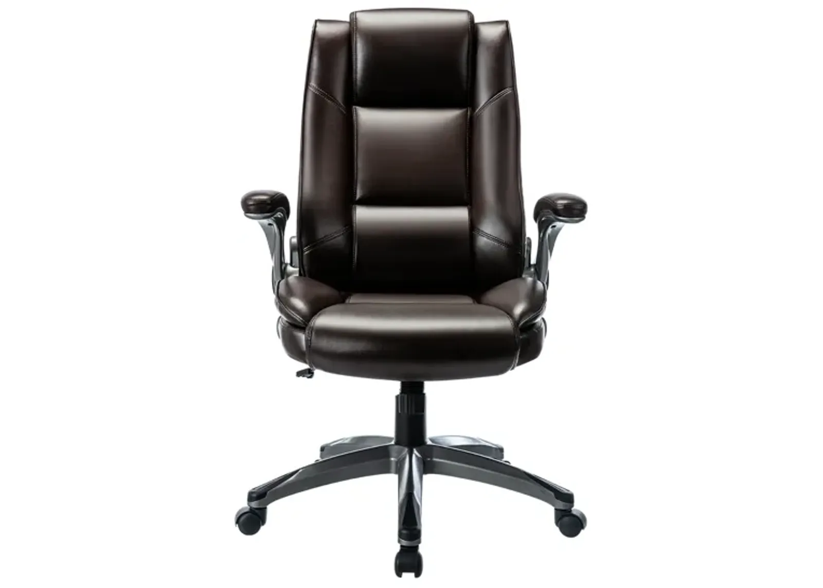 Ergonomic High Back Office Desk Chair, Bonded Leather Ergonomic Home Office Chair With Flip-Up Arms