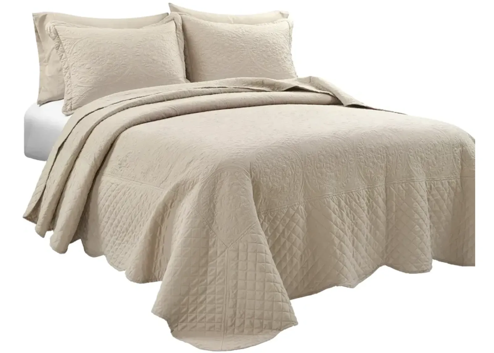 Medallion Scallop Bedspread 5Pc Set