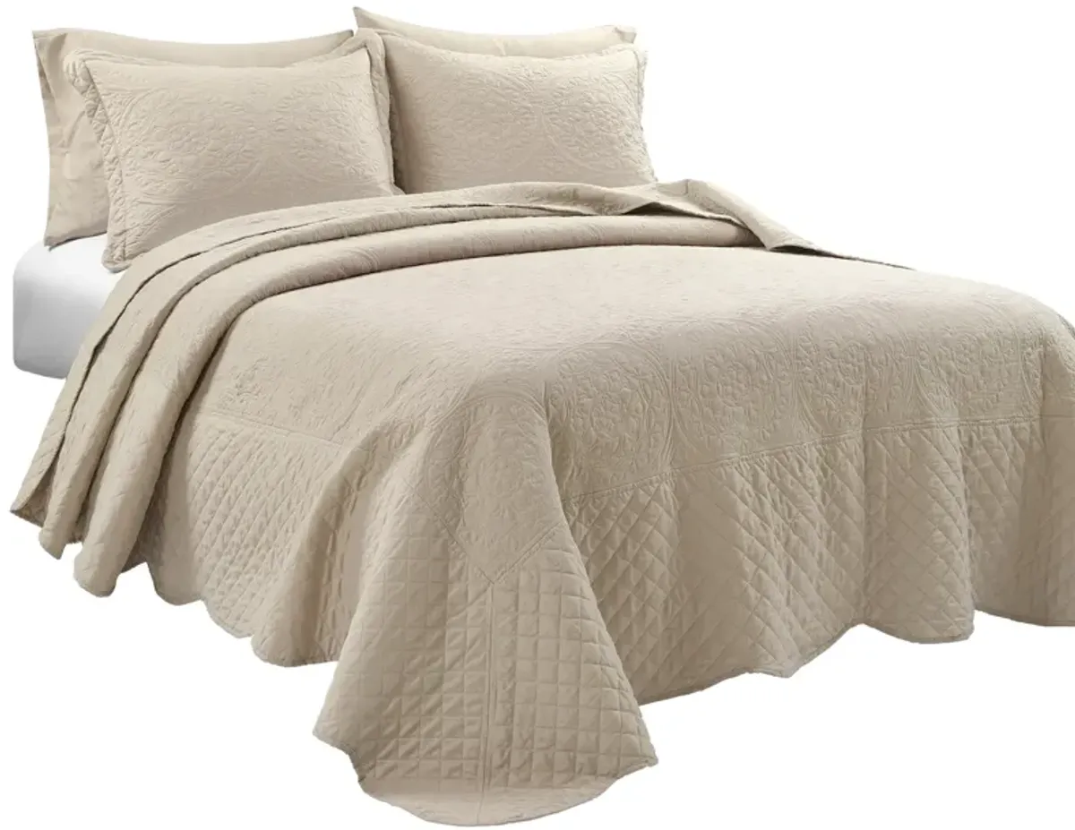 Medallion Scallop Bedspread 5Pc Set