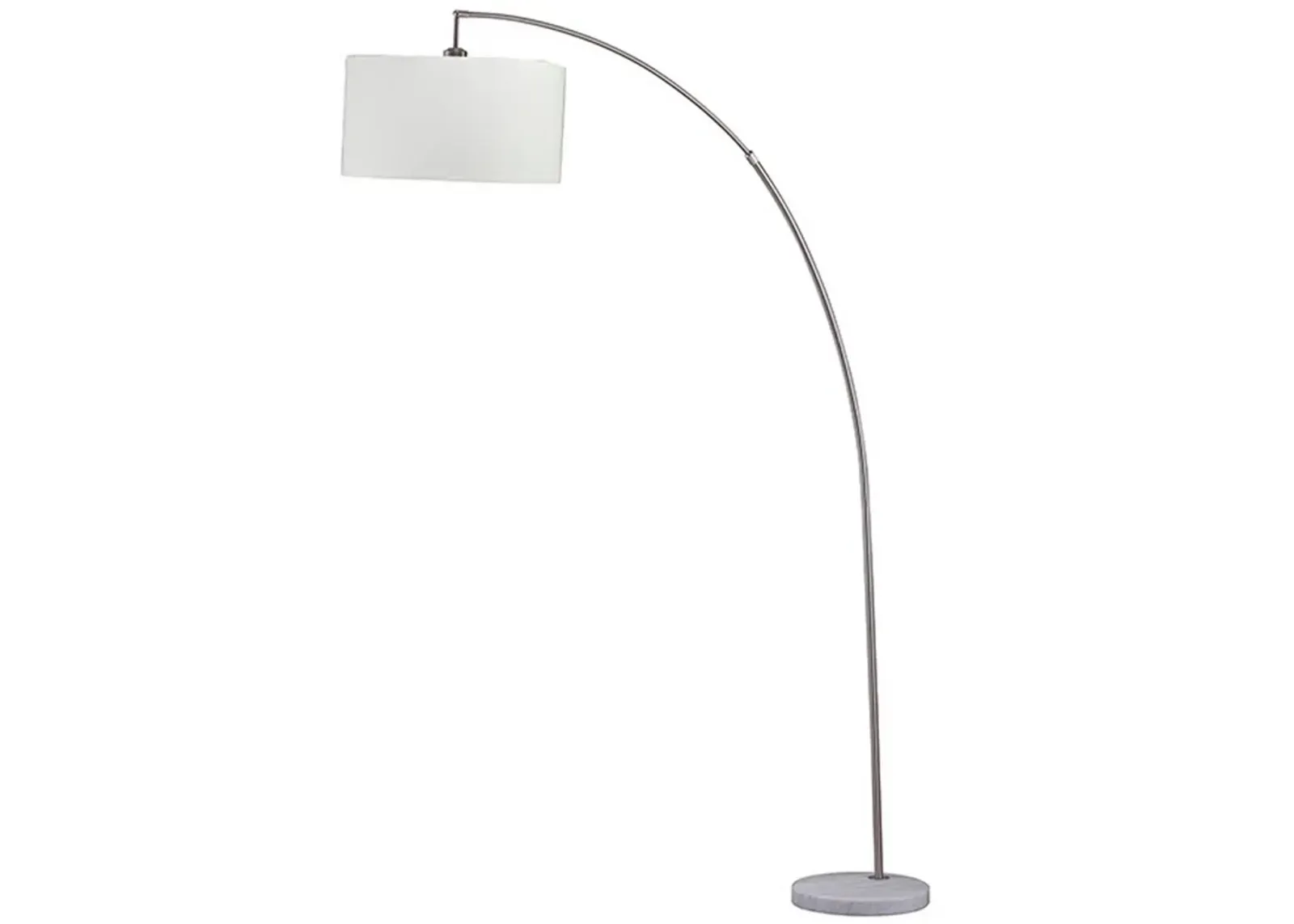 Floor Lamp with Curved Metal Frame and Drum Shade, Silver-Benzara