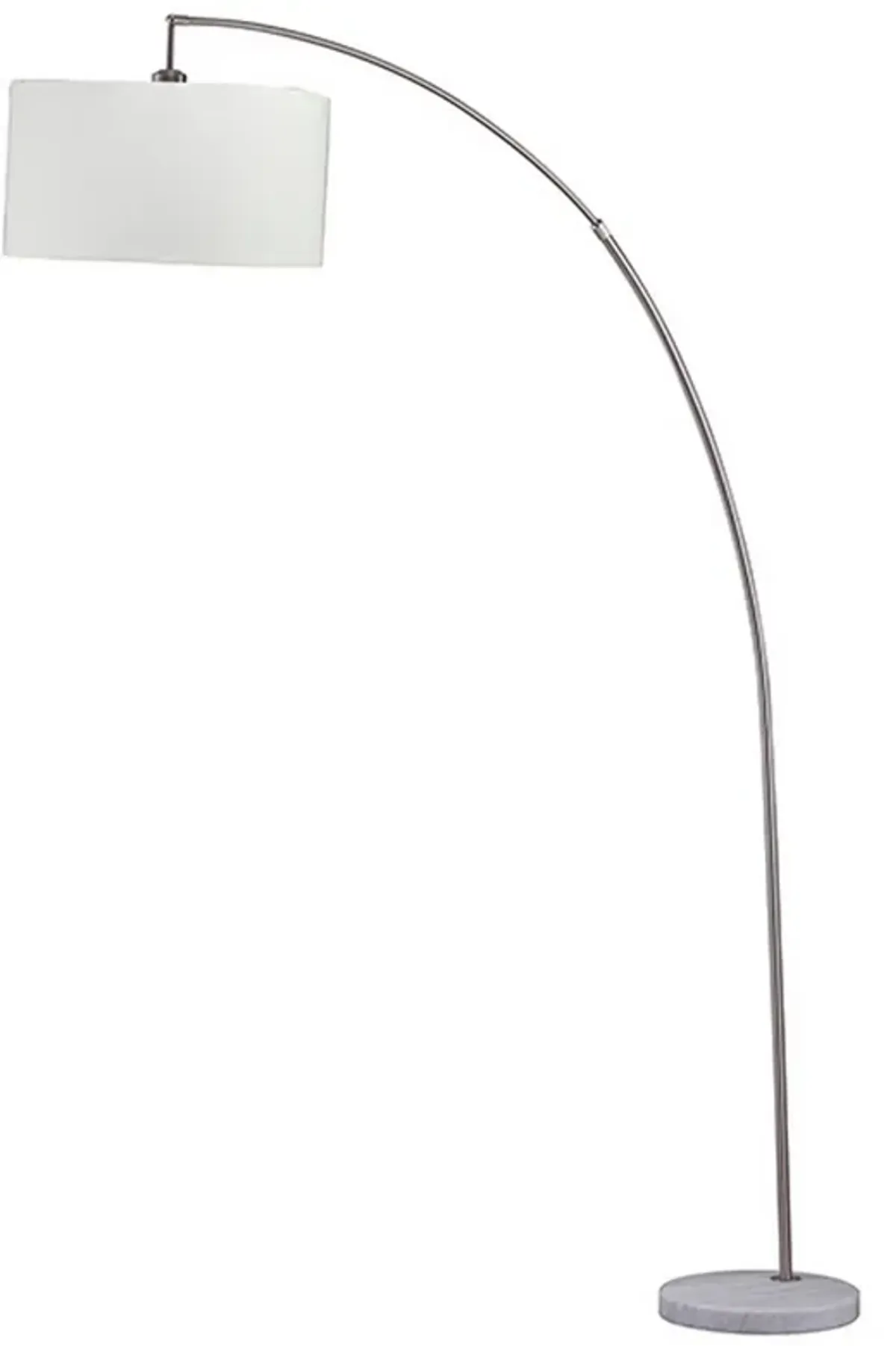 Floor Lamp with Curved Metal Frame and Drum Shade, Silver-Benzara