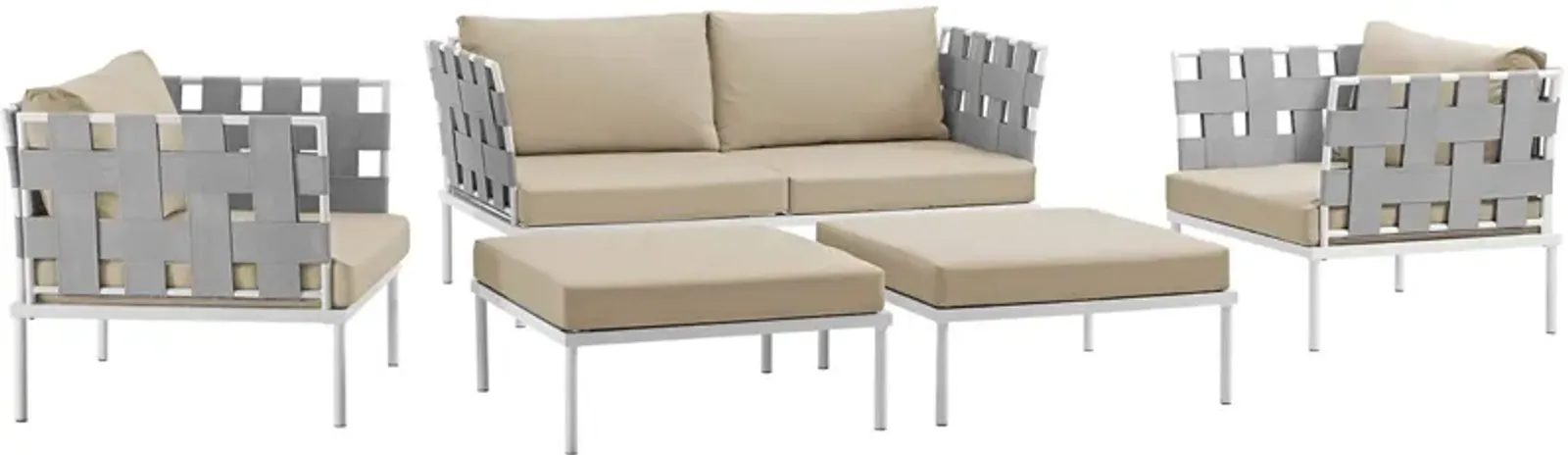 Harmony Outdoor Patio Sectional Sofa Furniture Set - All-Weather Waterproof, Machine Washable Cushions, Aluminum Bases, Tempered Glass Tables.