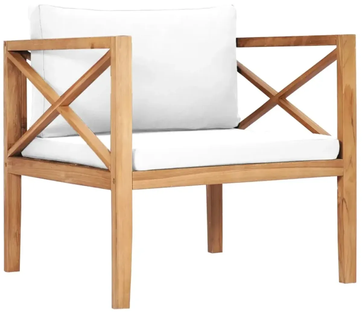 vidaXL Patio Chair with Cream Cushions Solid Teak Wood