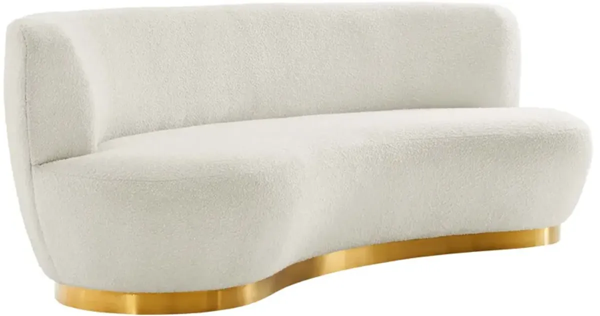 Kindred Boucle Upholstered Upholstered Fabric Sofa White EEI-5487-GLD-IVO