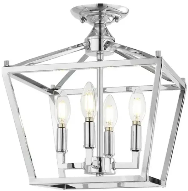 Plains 4-Light Iron Modern Farmhouse Pagoda LED Semi Flush Mount Lantern