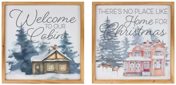 Home and Cabin Frame (Set of 2) – MDF/Wood Wall Art for Cabin, Lodge, and Rustic Mountain Home Styles