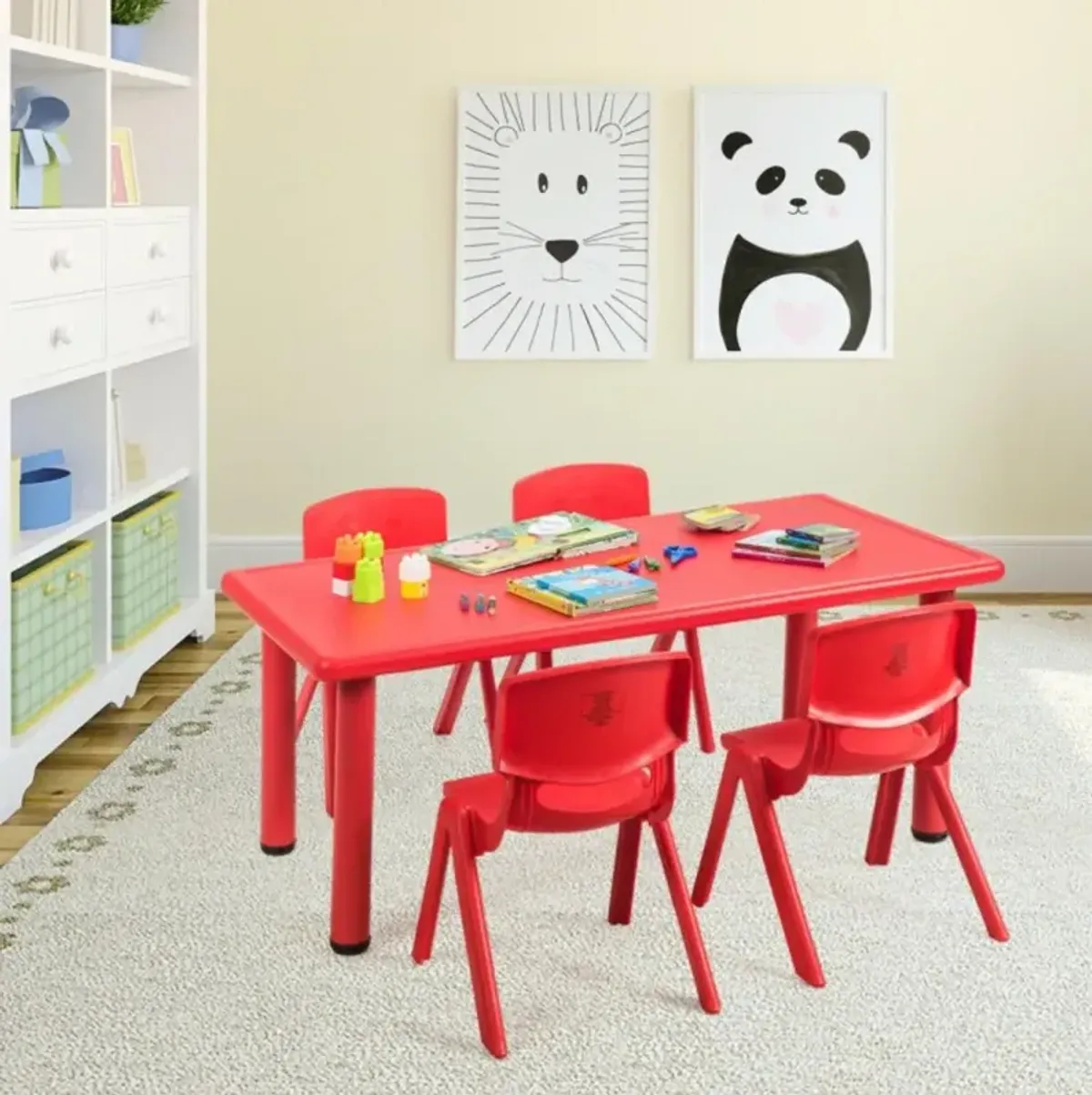 Hivvago Kids Plastic Rectangular Learn and Play Table