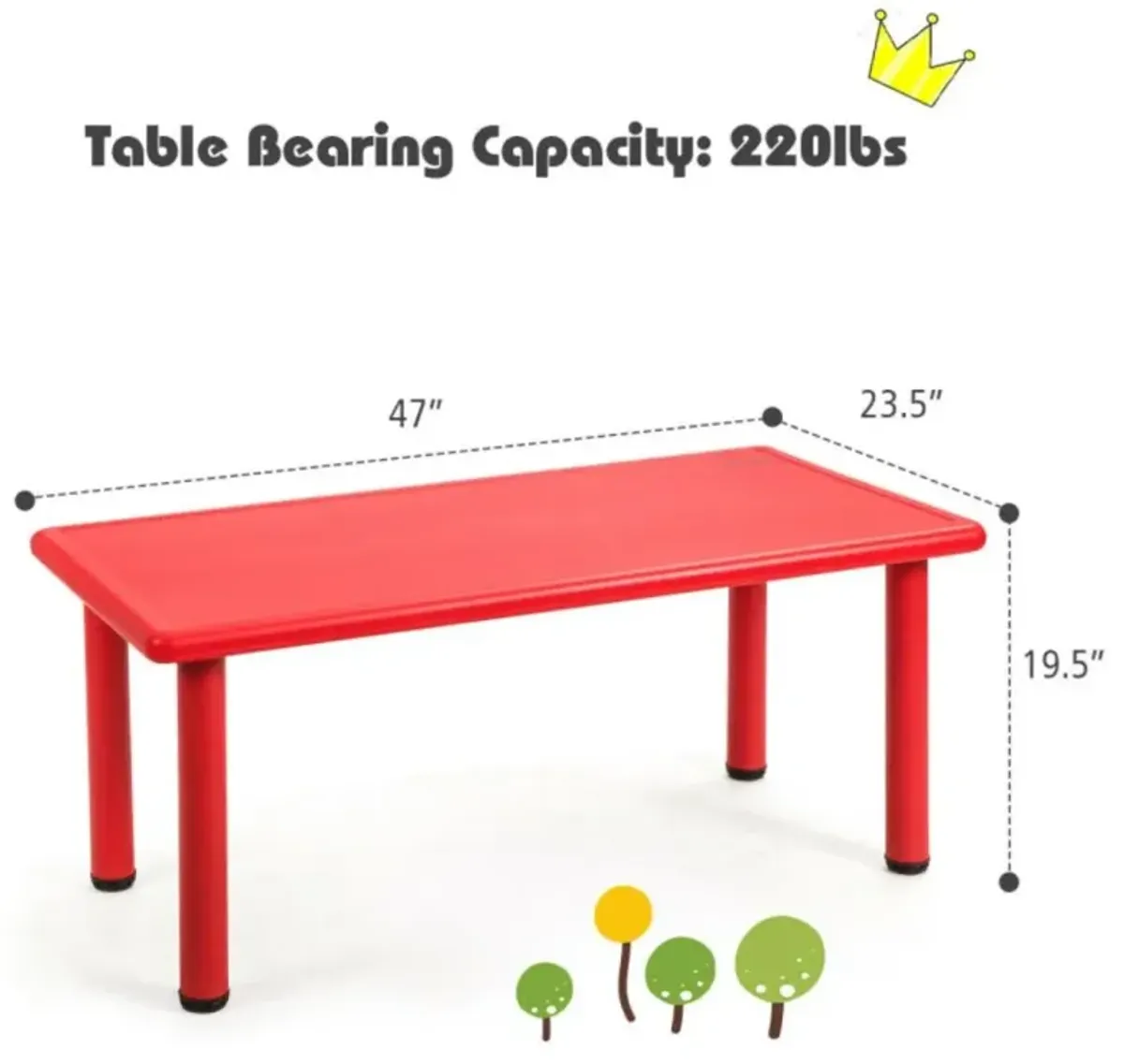 Hivvago Kids Plastic Rectangular Learn and Play Table