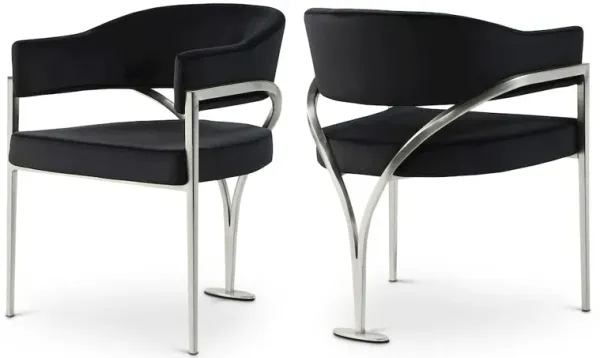 Meridian Furniture Madelyn Black Velvet Dining Chair, Set of 2