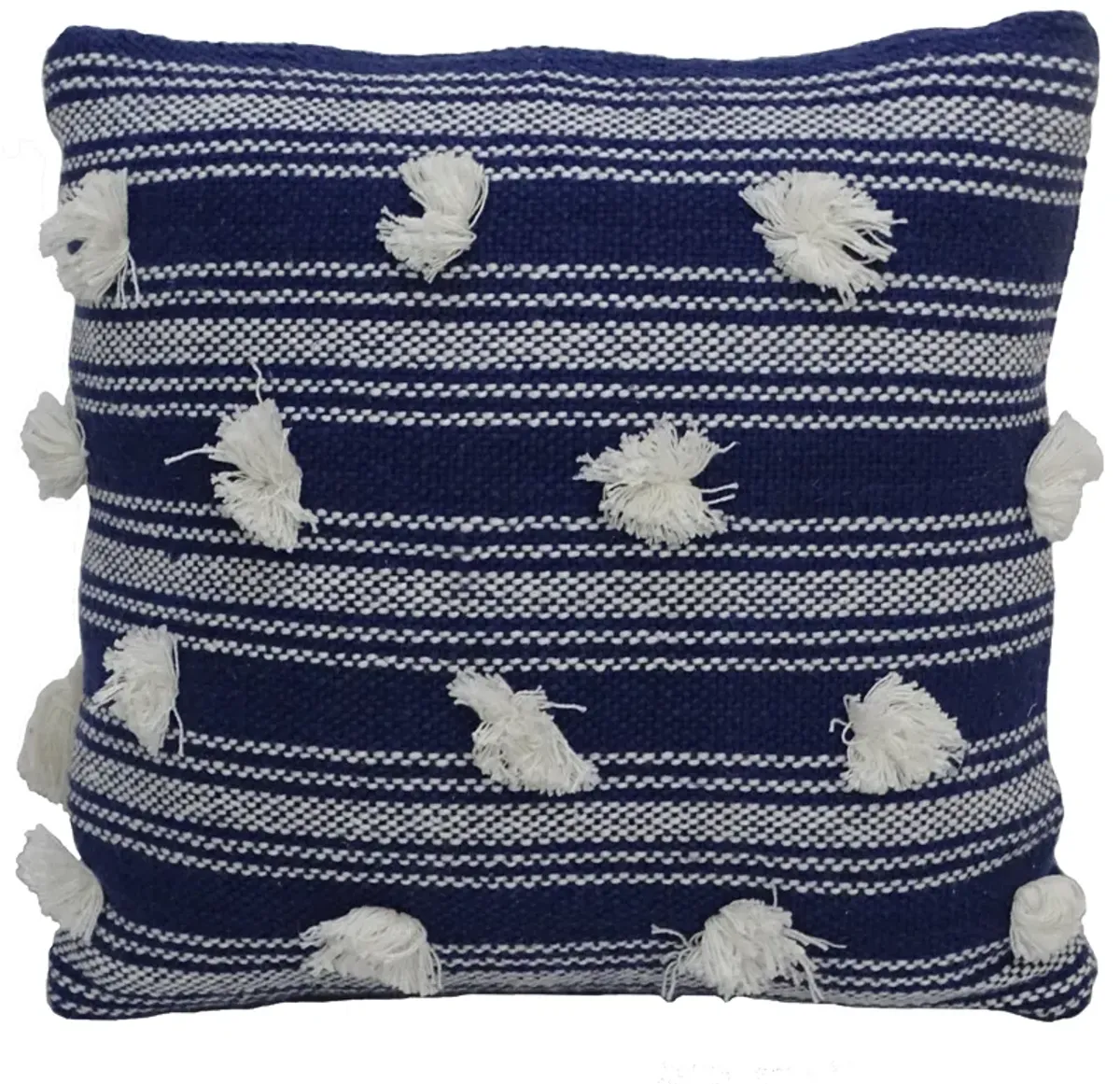 Blue 20" X 20" Decorative Throw Pillow with Pom Pom