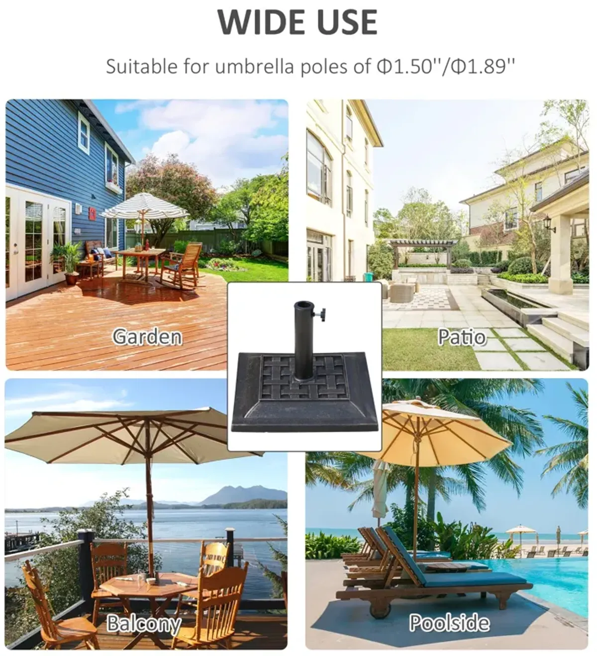 Stylish Sun Shield Support: Square 20lb Bronze Resin Umbrella Base