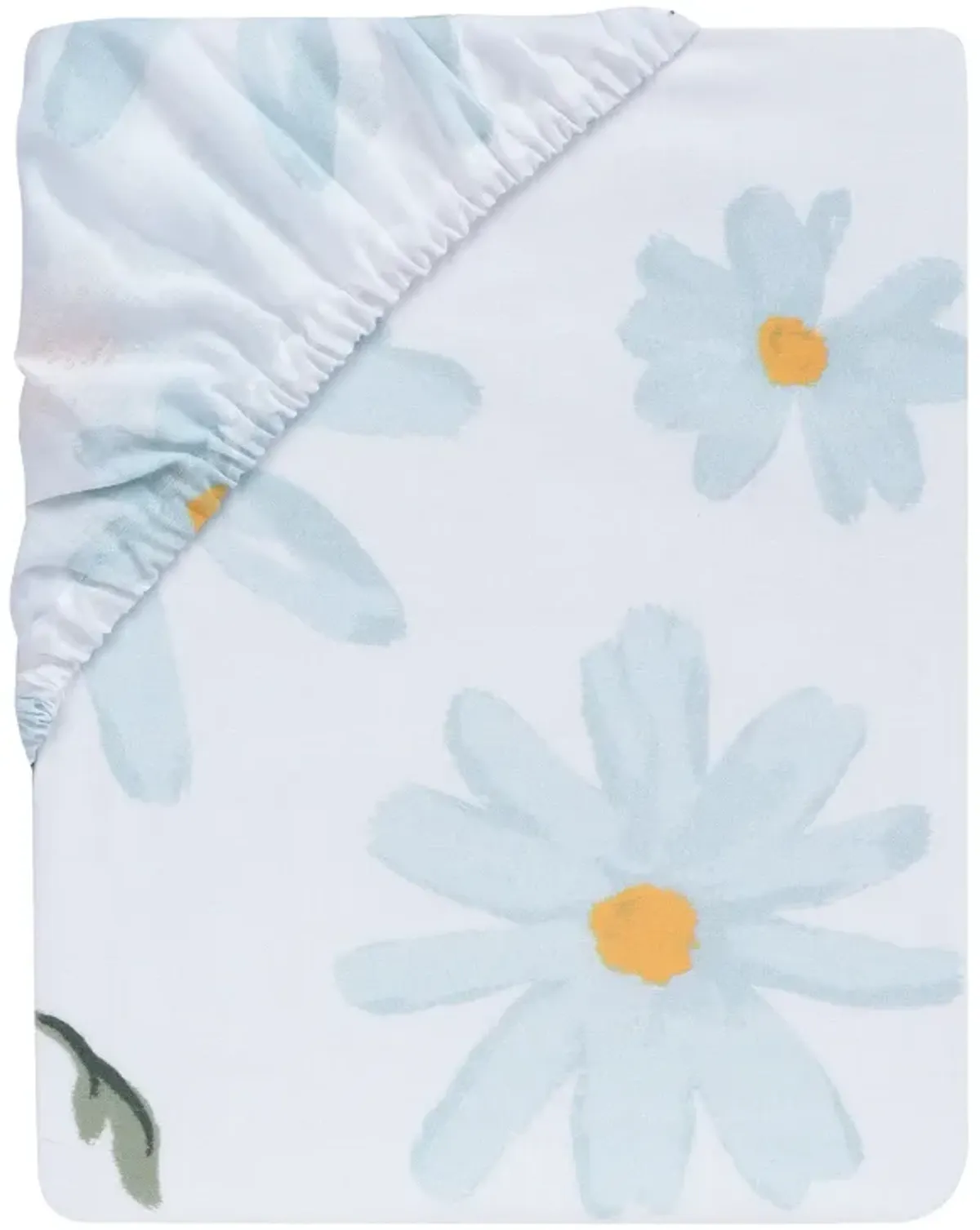 Lambs & Ivy Sweet Daisy 100% Cotton White/Blue Floral Baby Fitted Crib Sheet