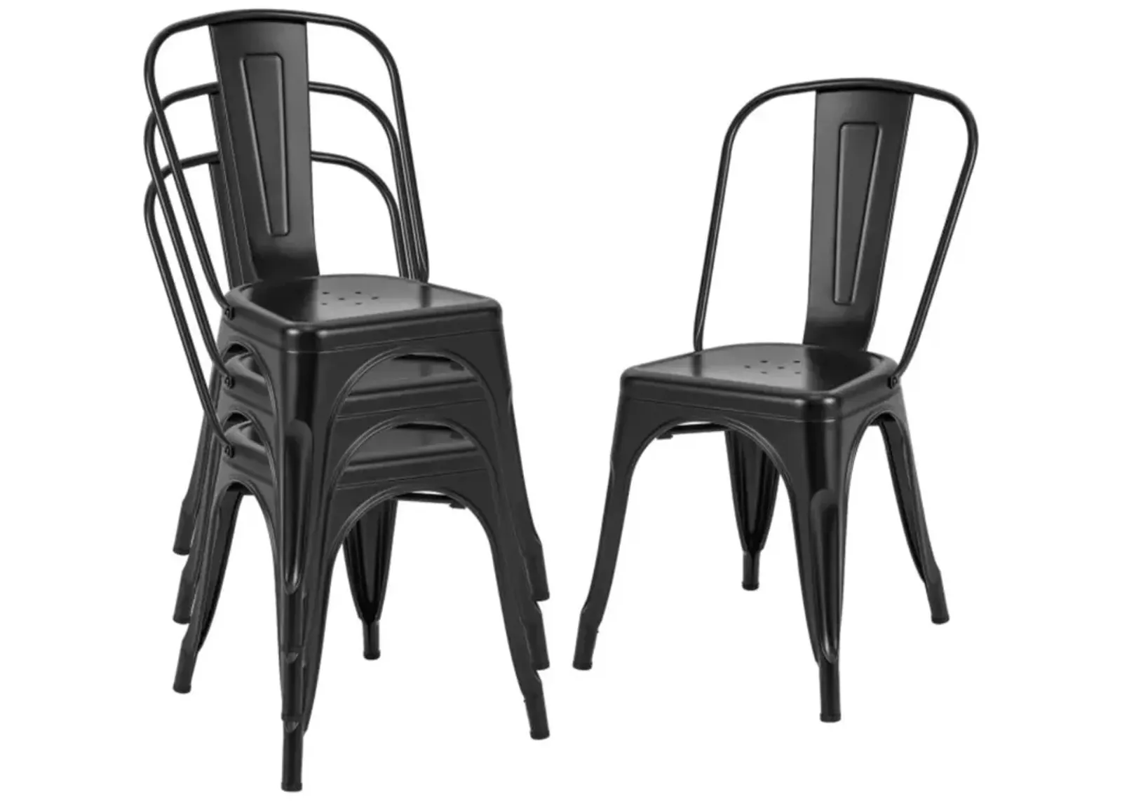 Hivvago 18 Inch Set of 4 Metal Dining Chair with Stackable Design