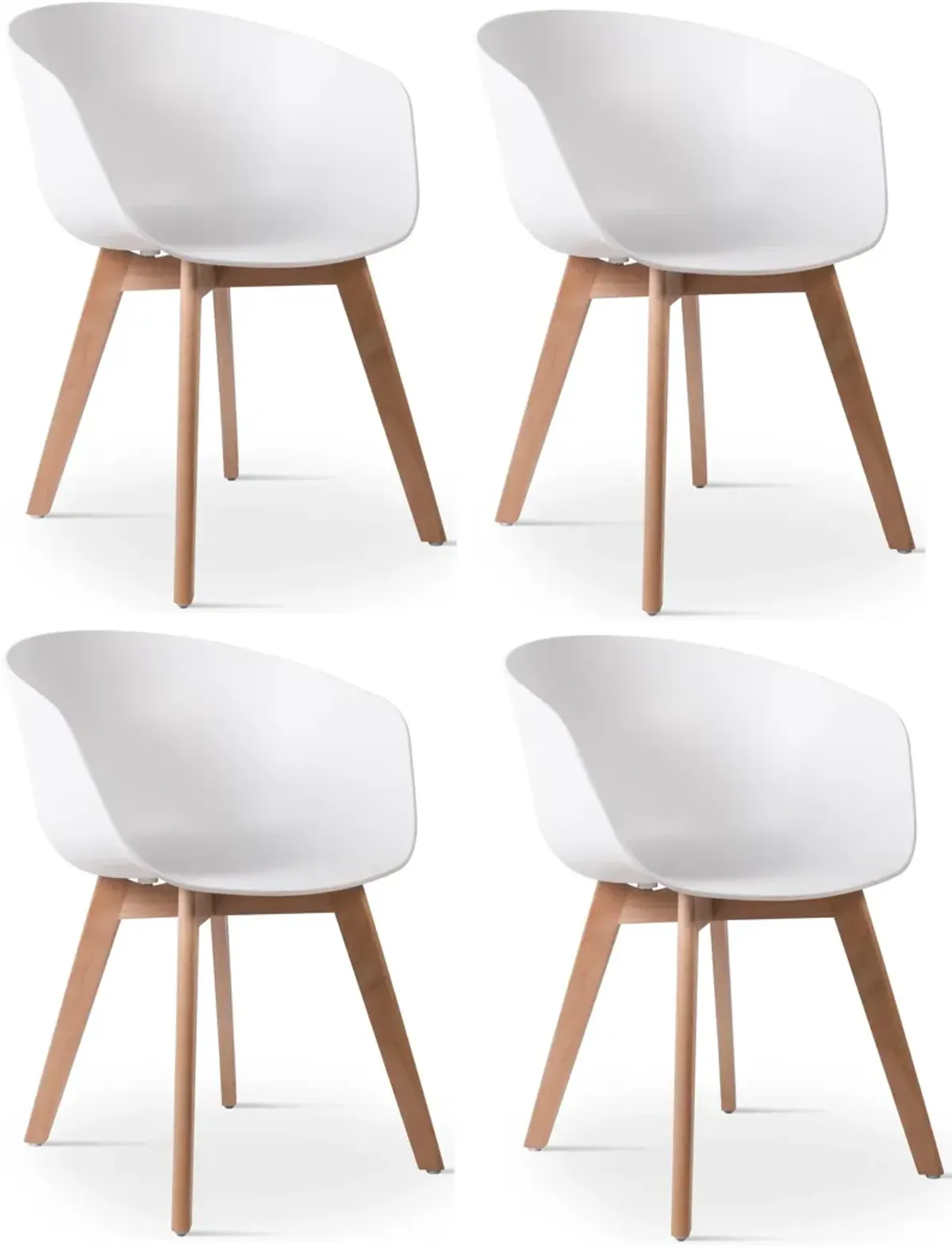 Set of 4 Scandinavian Dining Chairs with Wooden Legs