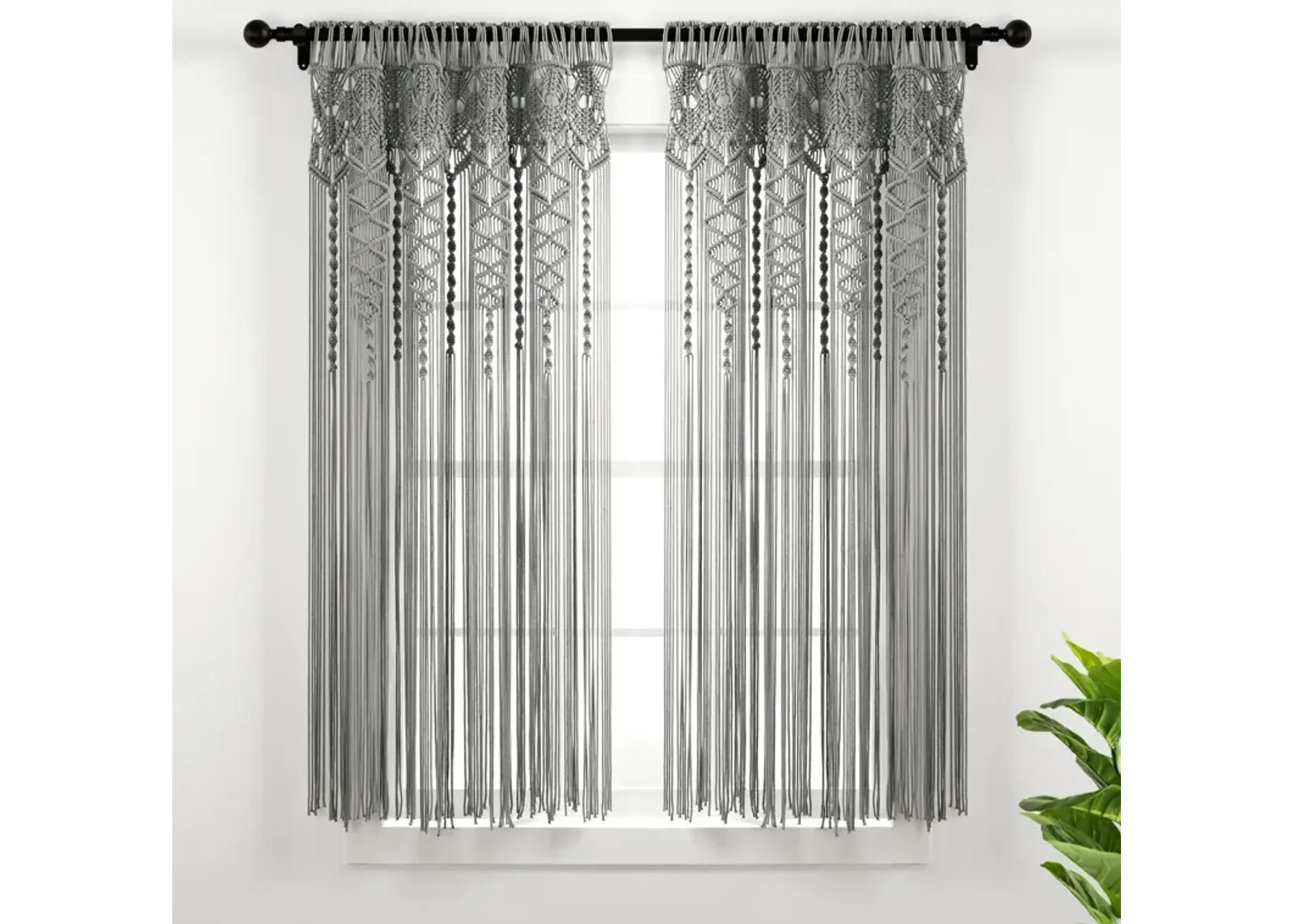 Boho Macrame Textured Cotton Window Curtain/Room Divider/Doorway/Wall Décor