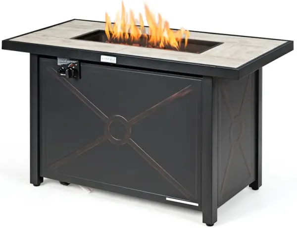 42 Inch 60000 BTU Propane Fire Pit Table with Ceramic Tabletop
