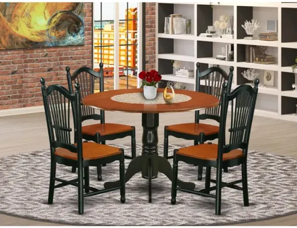 East West Furniture Dining Room Set Black & Cherry, DLDO5-BCH-W