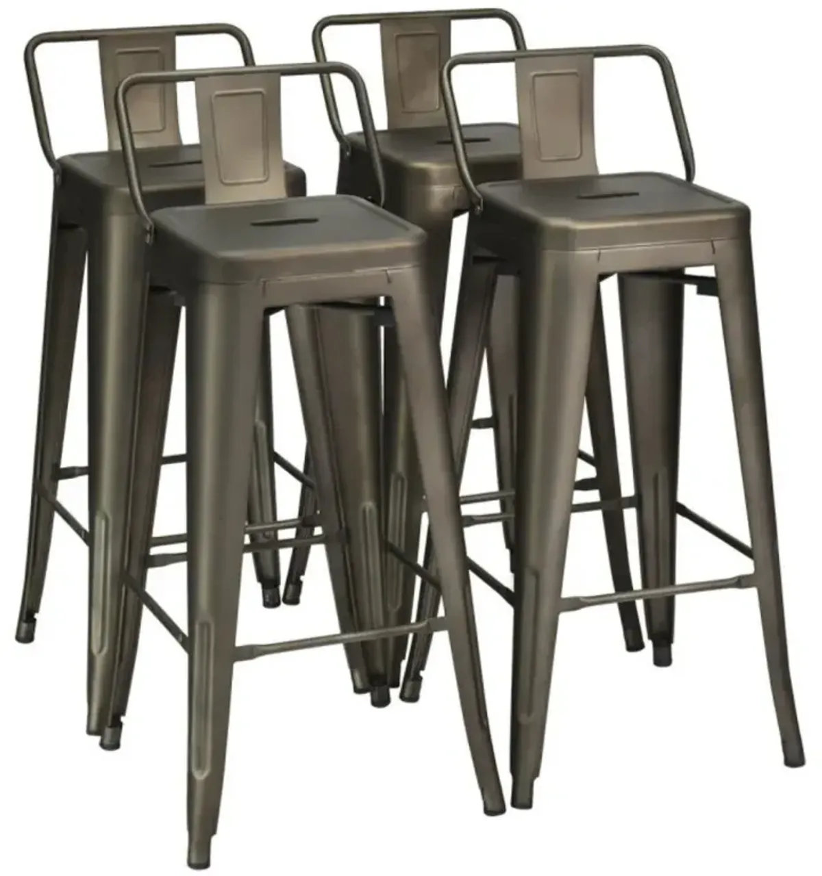 Hivvago 30 Inch Set of 4 Metal Counter Height Barstools with Low Back and Rubber Feet