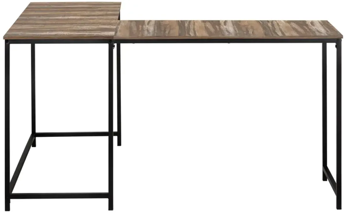 Monarch Specialties I 7391 Computer Desk, Home Office, Corner, 58"L, L Shape, Work, Laptop, Metal, Laminate, Brown, Black, Contemporary, Modern