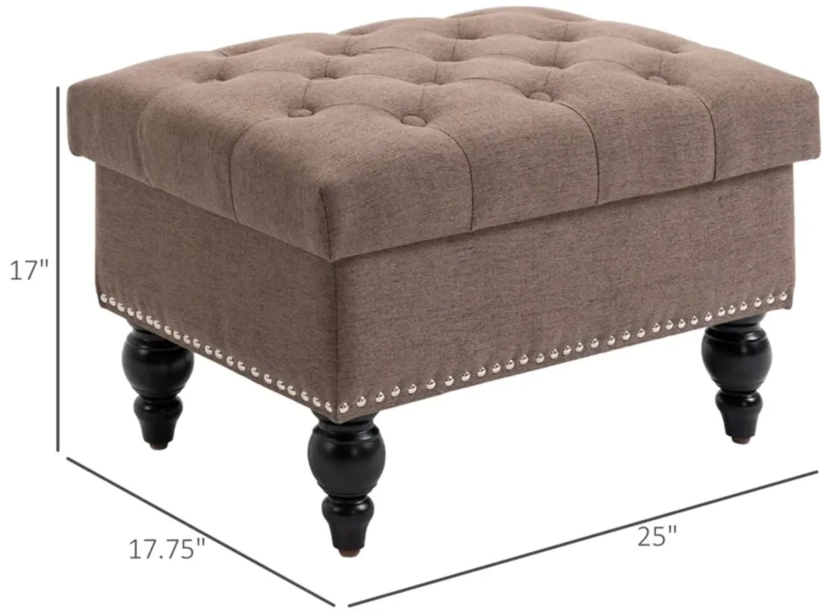 Fabric Dual-Use Ottoman: Button-Tufted Storage Bench Coffee Table