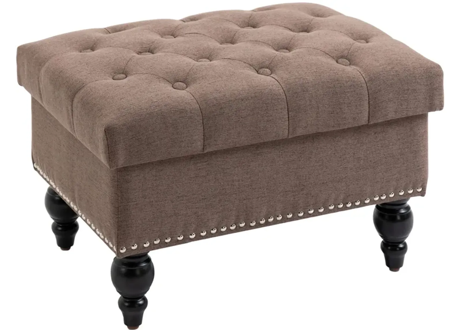 Fabric Dual-Use Ottoman: Button-Tufted Storage Bench Coffee Table