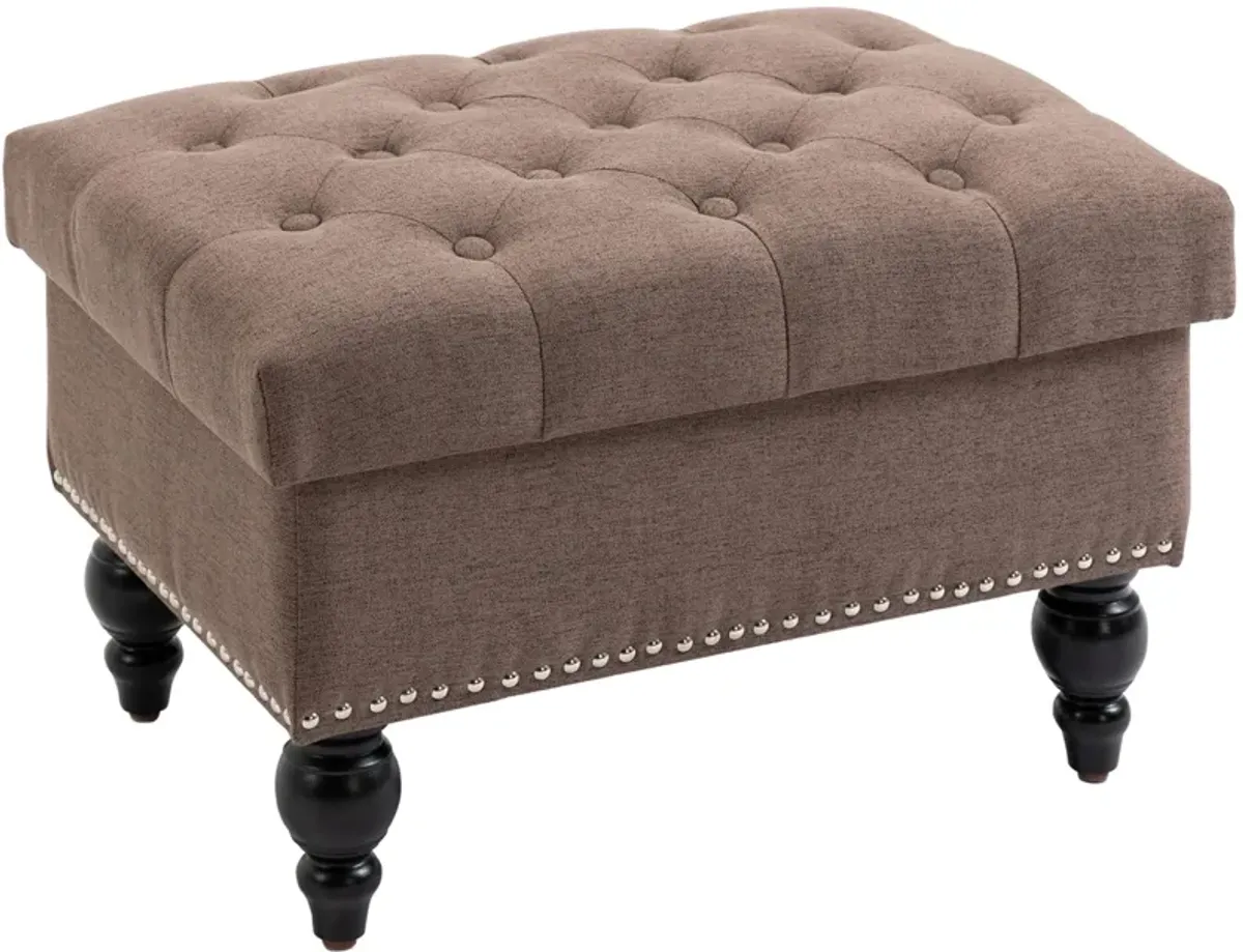 Fabric Dual-Use Ottoman: Button-Tufted Storage Bench Coffee Table