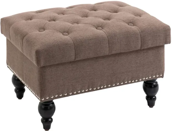 Fabric Dual-Use Ottoman: Button-Tufted Storage Bench Coffee Table