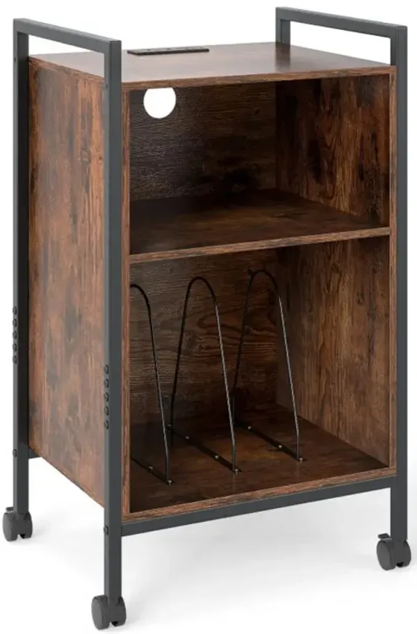 Hivvago Mobile Record Player Stand with Power Outlet