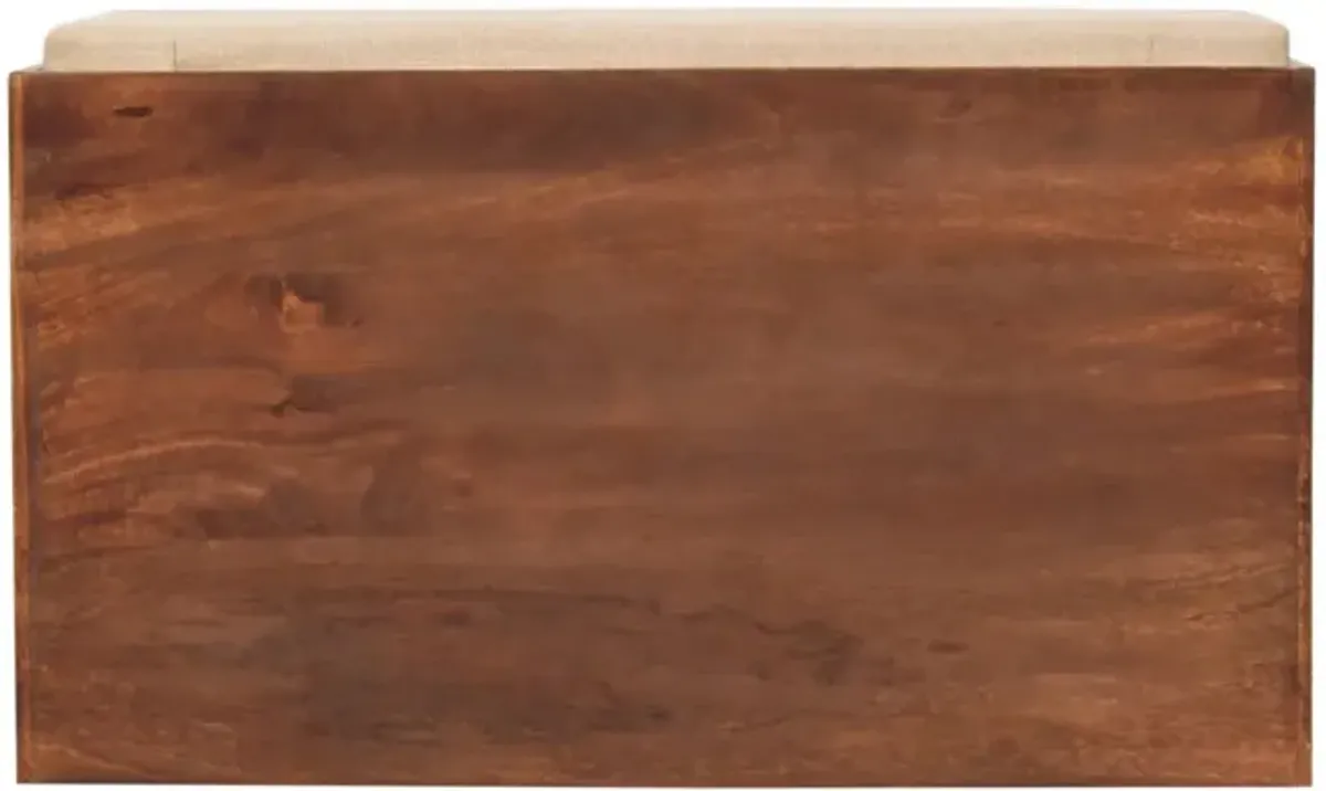 Artisan Furniture Solid Wood California Walnut & Mud Linen Pull out Shoe Bench