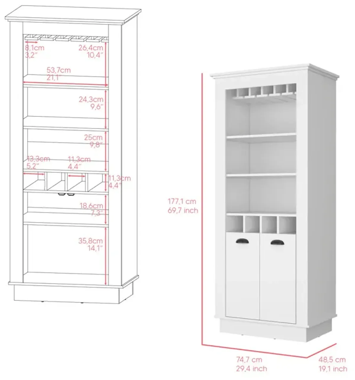 Bar Cabinet Provo, Living Room, White