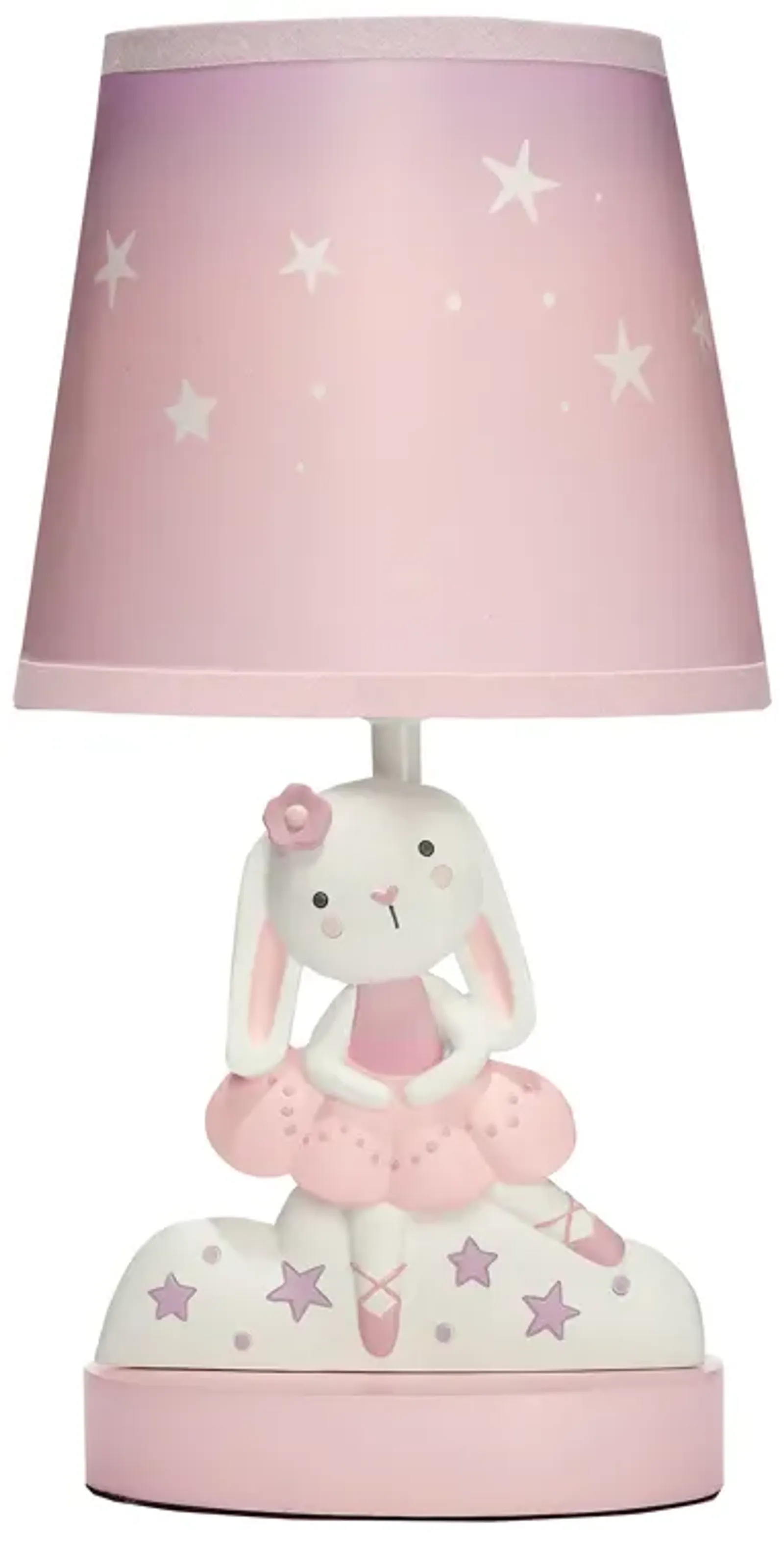 Bedtime Originals Tiny Dancer Bunny & Stars Pink Nursery Lamp with Shade & Bulb