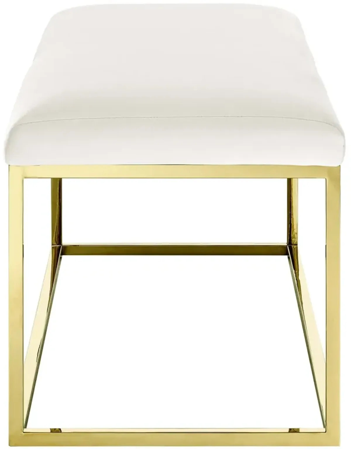 Modway Anticipate Velvet Upholstered Modern Bench With Stainless Steel Frame in Gold Ivory