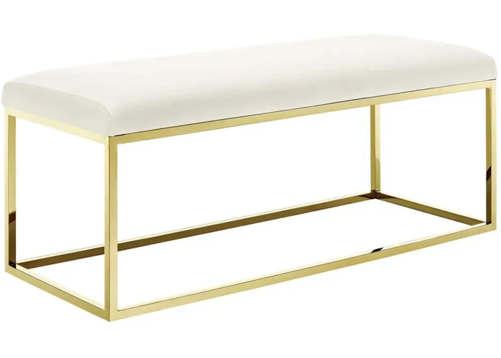 Modway Anticipate Velvet Upholstered Modern Bench With Stainless Steel Frame in Gold Ivory