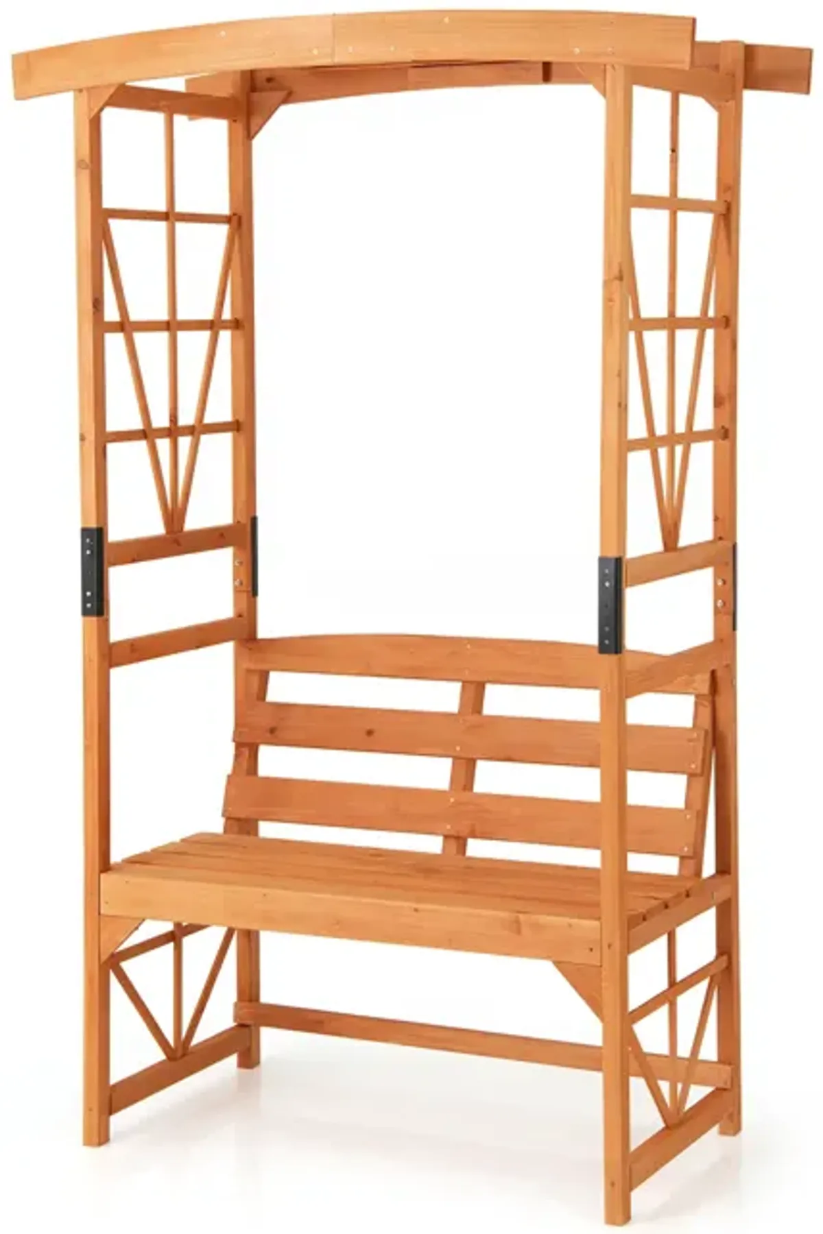 6.2 Feet Tall Patio Garden Arbor with Pergola and 2-Seat Bench for Garden Lawn Backyard Decoration-Yellow
