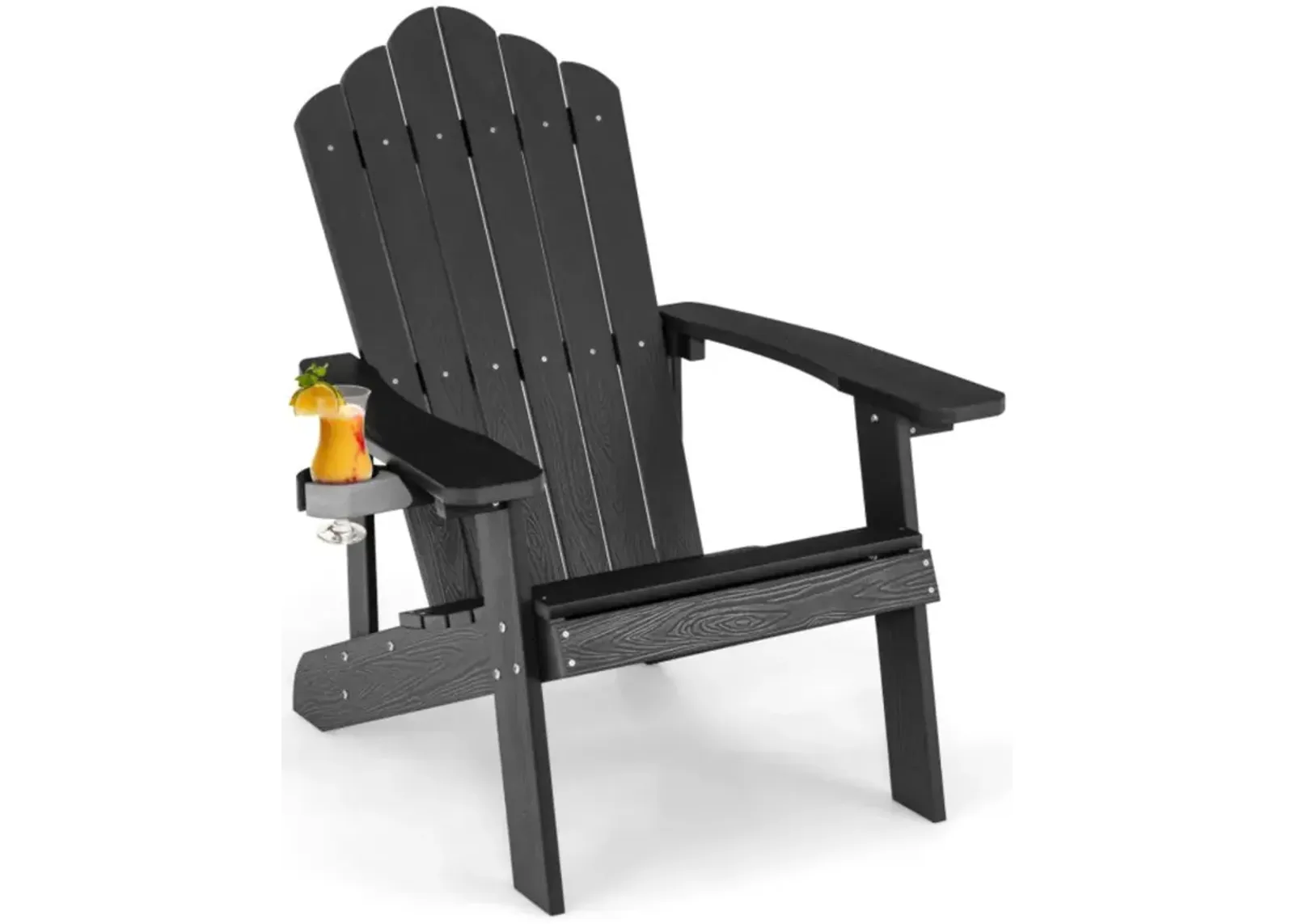 Hivvago Weather Resistant HIPS Outdoor Adirondack Chair with Cup Holder