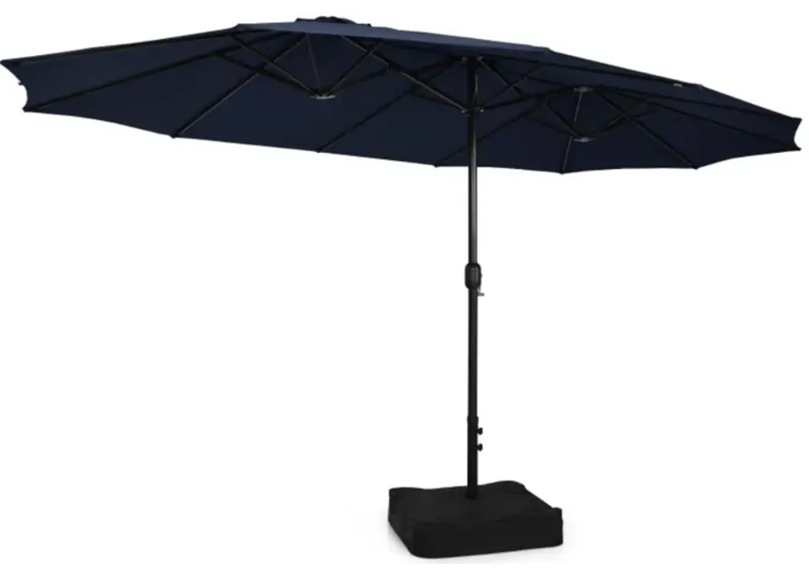 Hivvago 15 Feet Double-Sided Twin Patio Umbrella with Crank and Base