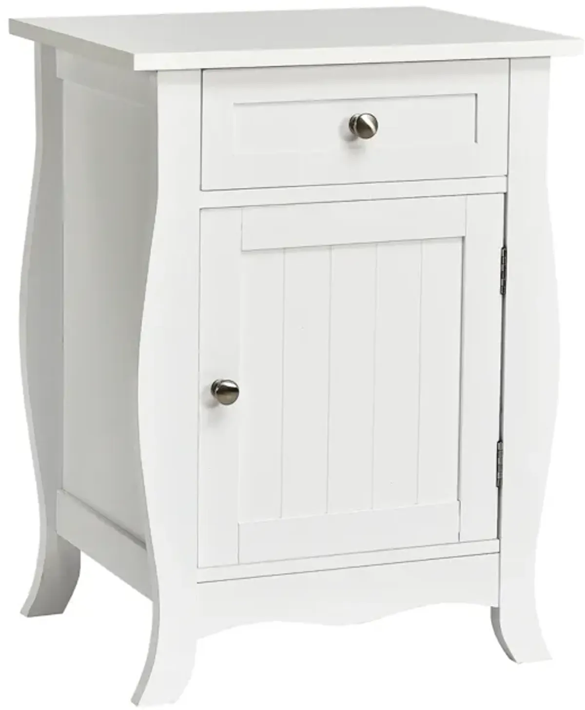 Wooden Accent End Table with Drawer Storage Cabinet Nightstand-White