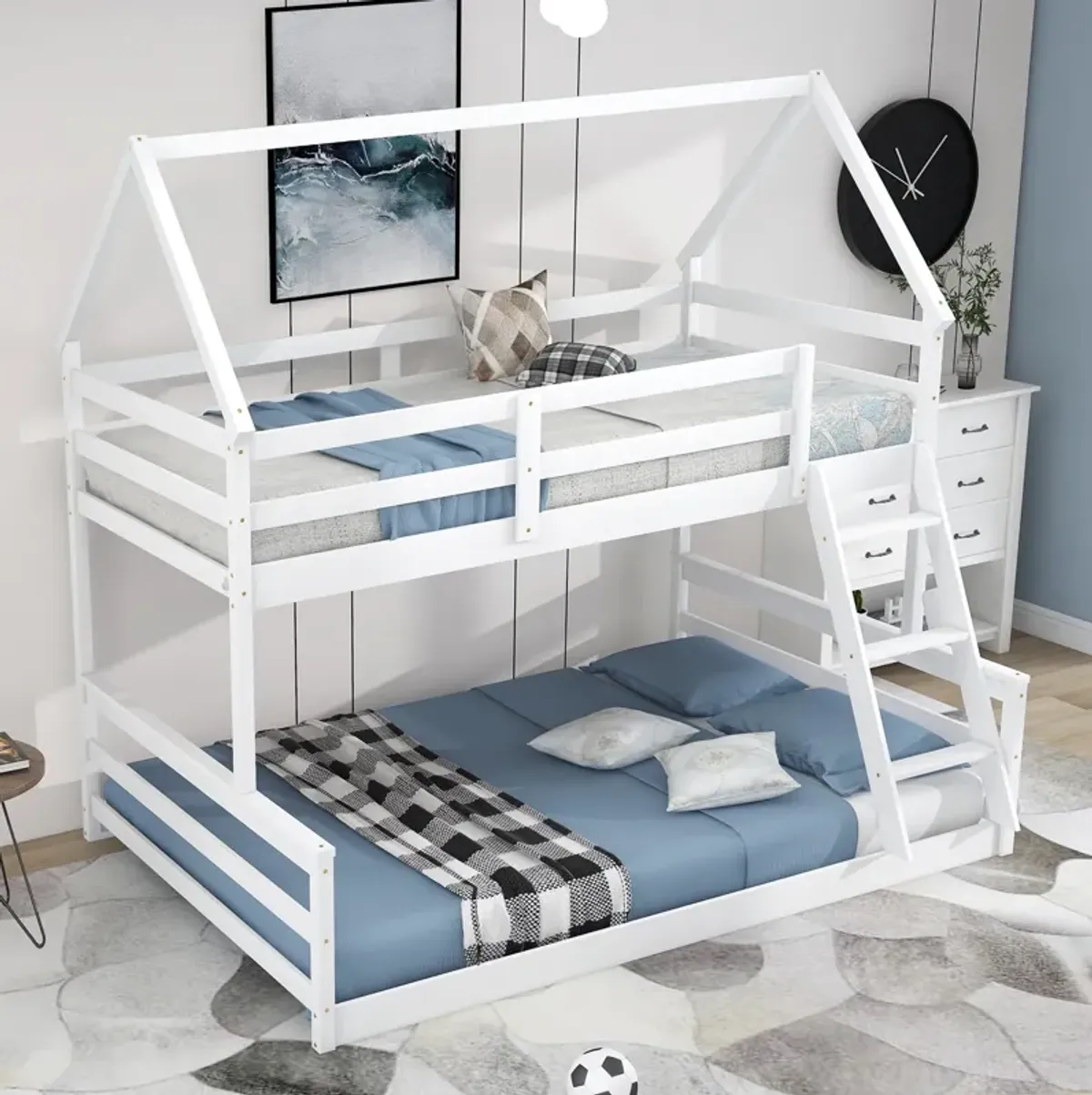 Merax House Bunk Bed with Built-in Ladder