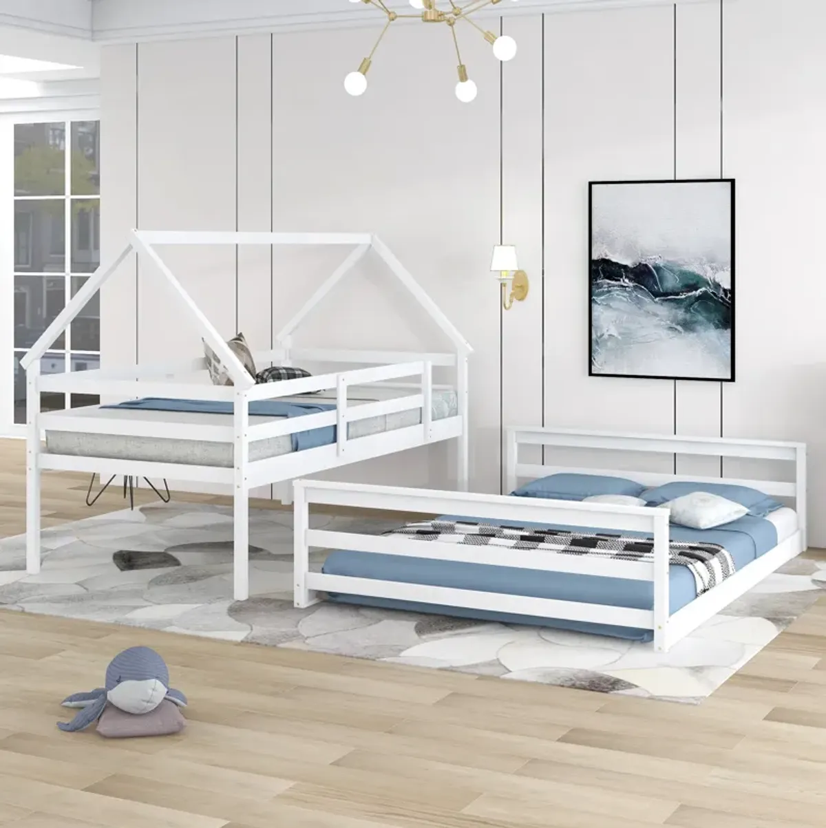 Merax House Bunk Bed with Built-in Ladder