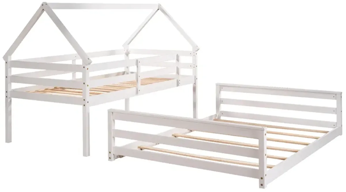 Merax House Bunk Bed with Built-in Ladder