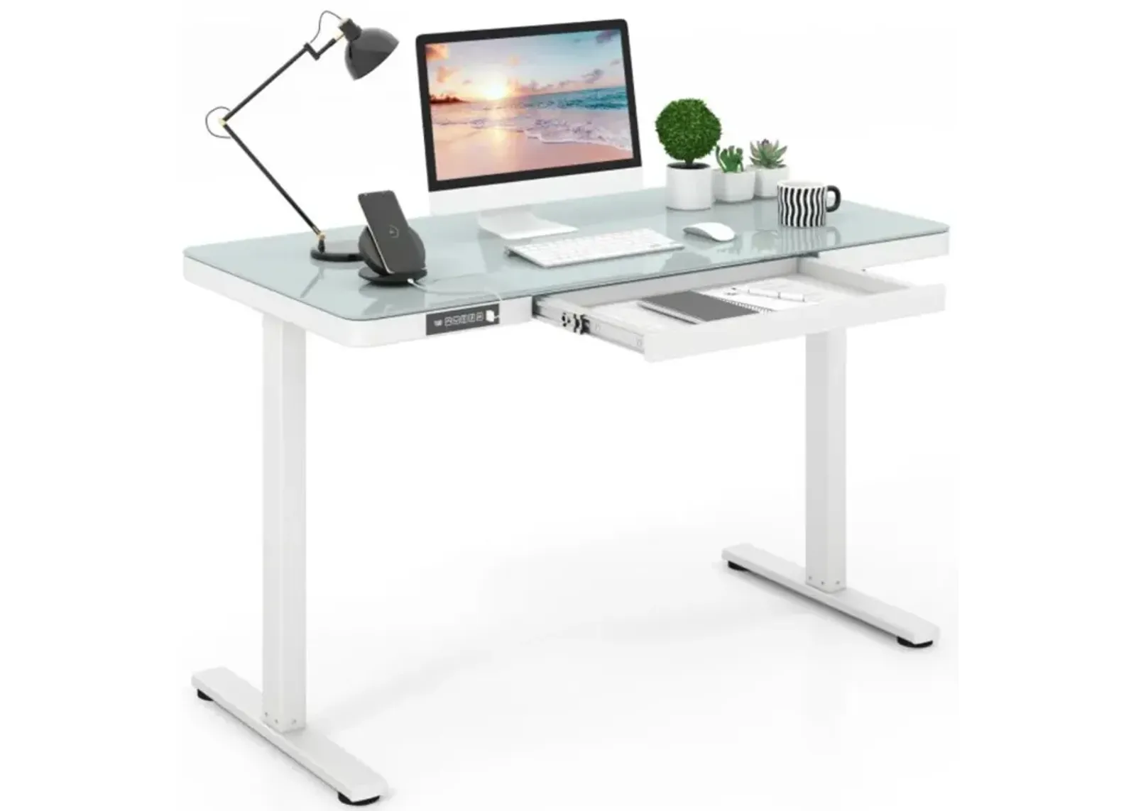 Hivvago 48-Inch Height Adjustable Electric Standing Desk with Drawer