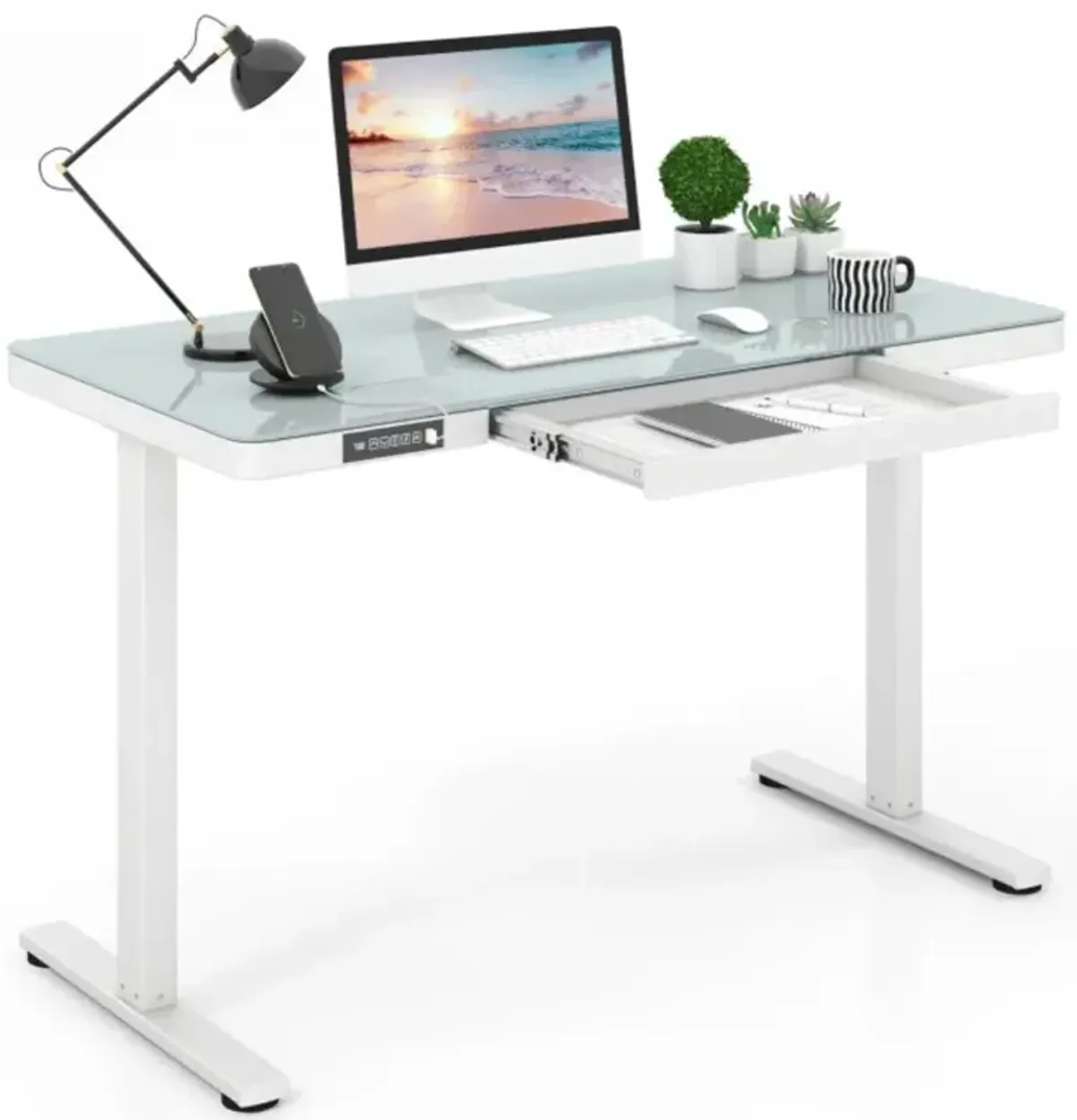 Hivvago 48-Inch Height Adjustable Electric Standing Desk with Drawer