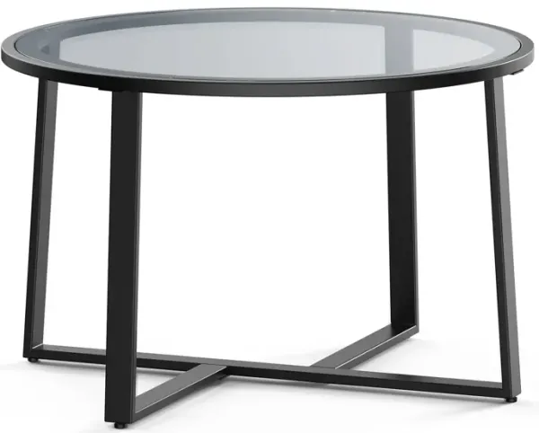 27.6" Round Coffee Table with Tempered Glass Surface, Center Table for Living Room