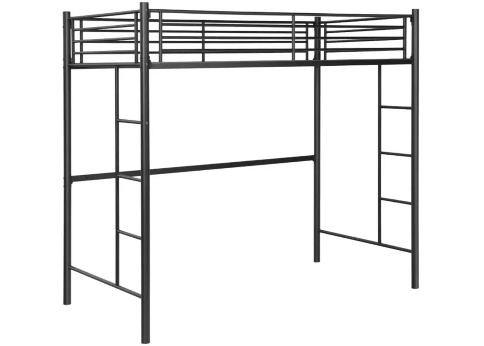 Hivvago Twin Loft Bed Frame with 2 Ladders Full-length Guardrail