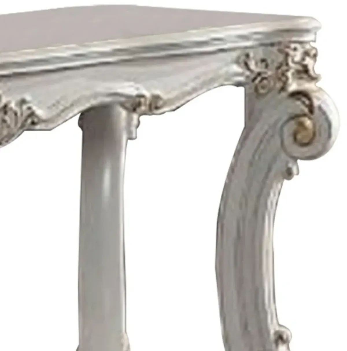 Jess 58 Inch Sofa Console Table, Classic Scrolled Legs, Brushed Gold, Shelf - Benzara