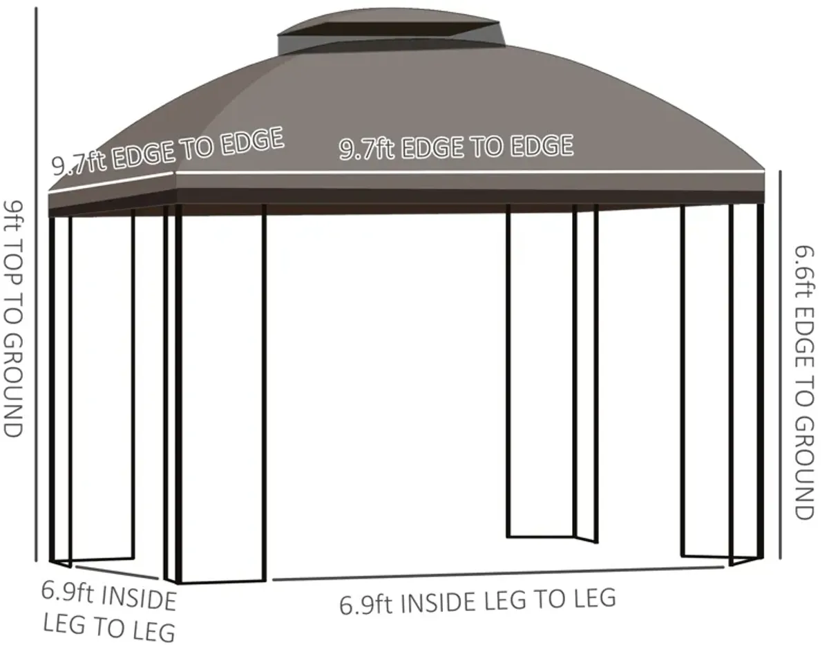 9.7' x 9.7' Patio Gazebo Double Roof Canopy Shelter with Removable Netting