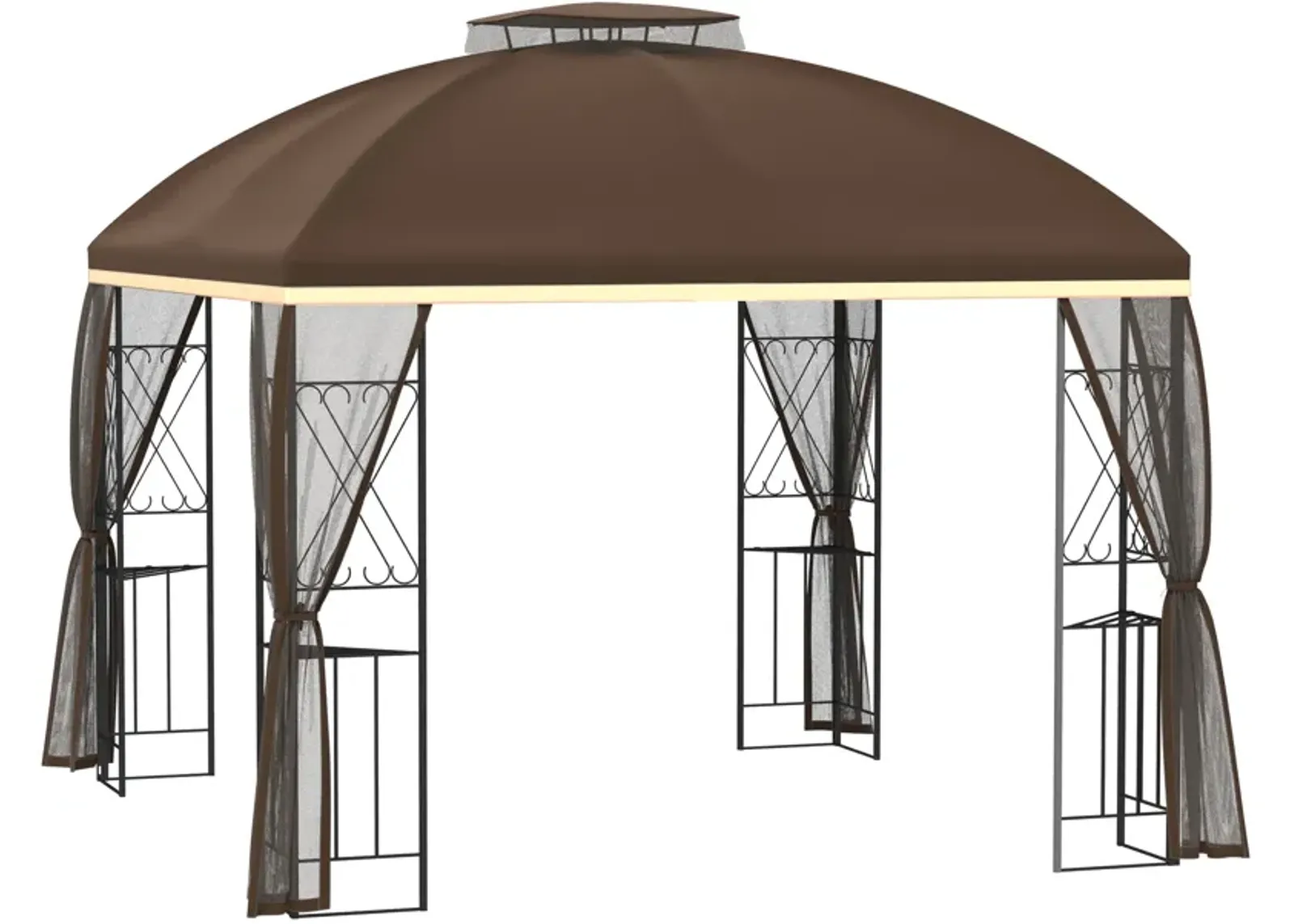 9.7' x 9.7' Patio Gazebo Double Roof Canopy Shelter with Removable Netting