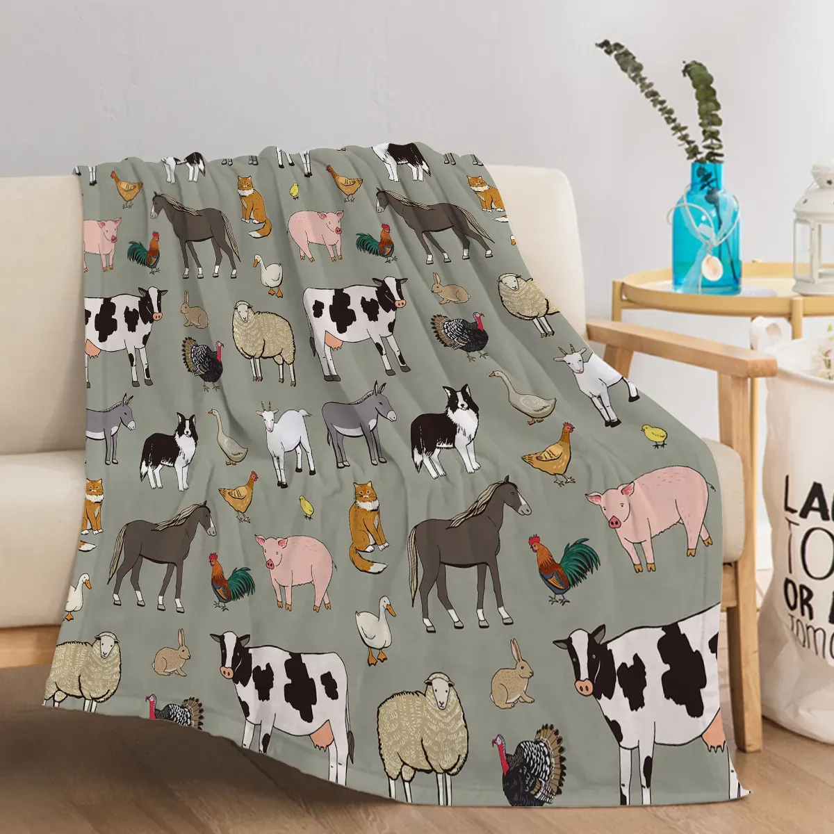 Soft & Durable Animal Print Blanket Cozy Horse, Pig & Farm Animal Design