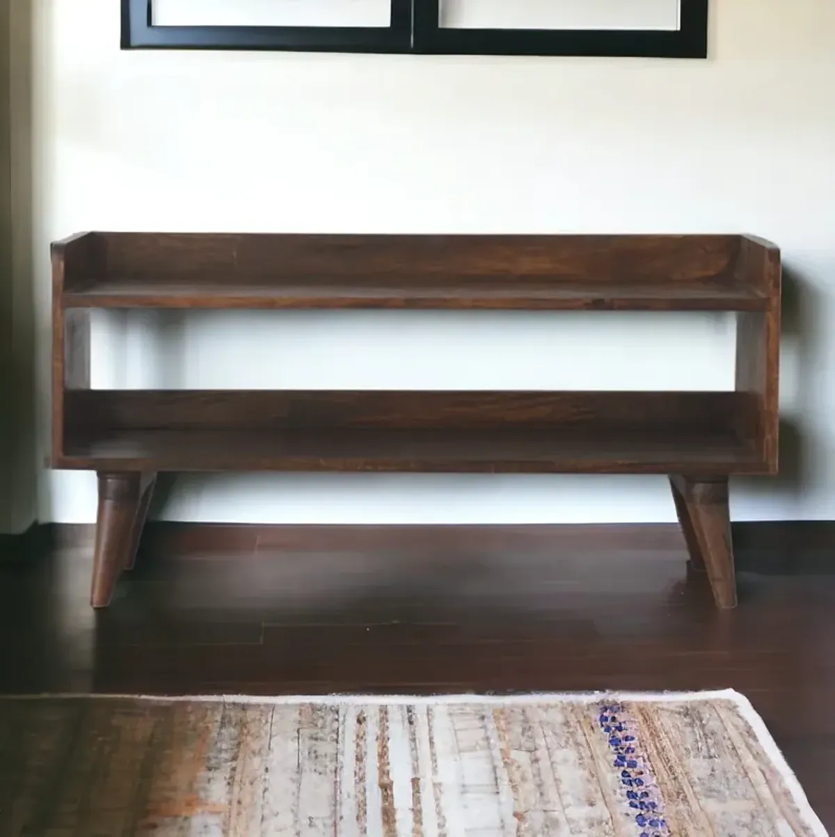 Walnut Nordic Solid Wood  Storage Bench