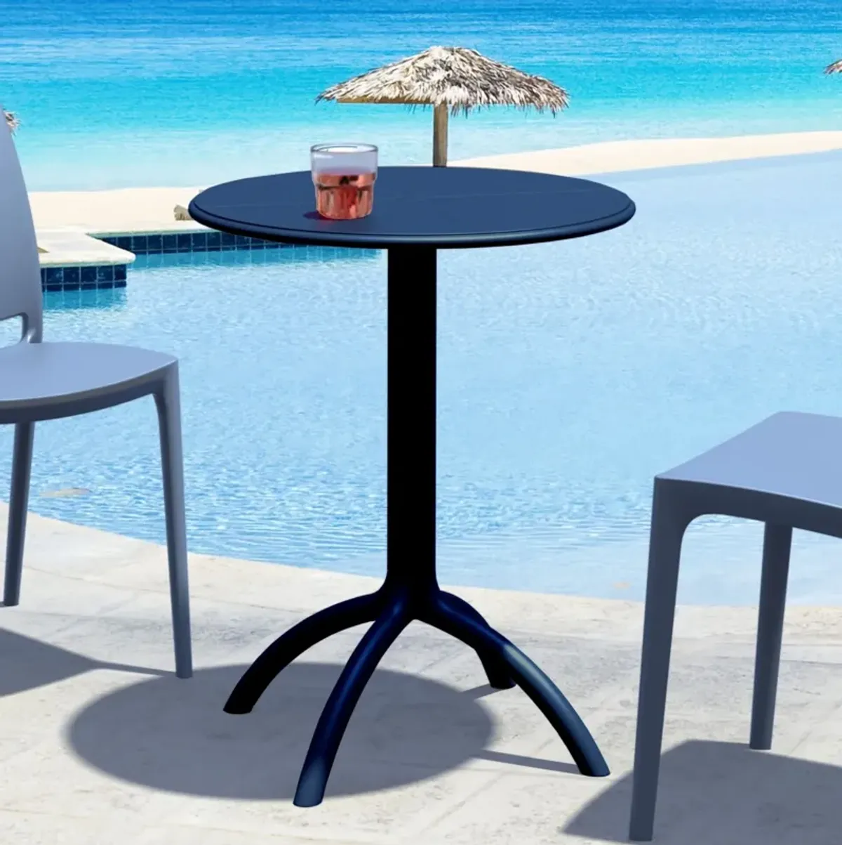 29" Silver Durable Round Outdoor Patio Dining Table